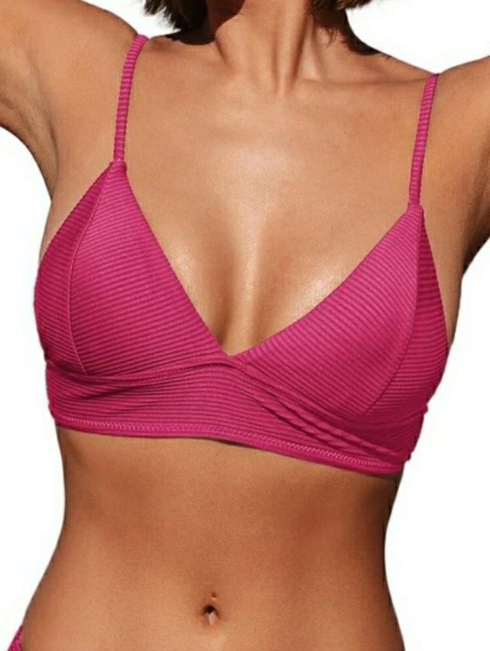Cupshe Ribbed Plunging Triangle Bikini Top.